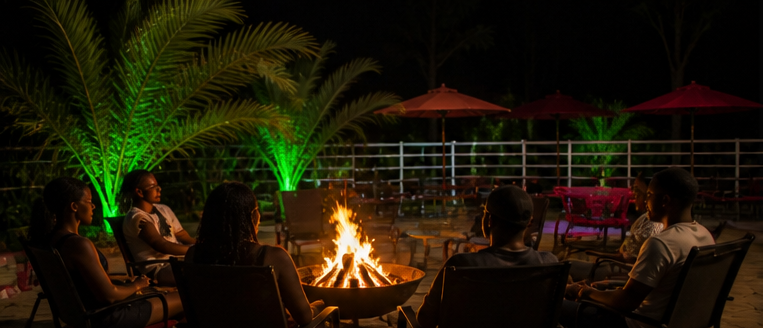 Bonfire and fireside at Palazoo